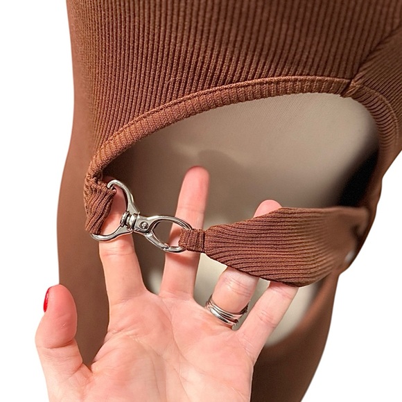 Ragged Priest Cut Out Sleeveless Brown Ribbed Midi Dress Size 14/Large NWT - Picture 4 of 13